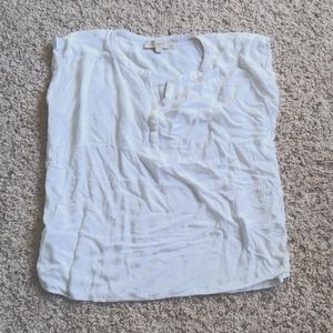 LOFT Petite Henley Mixed Media Top